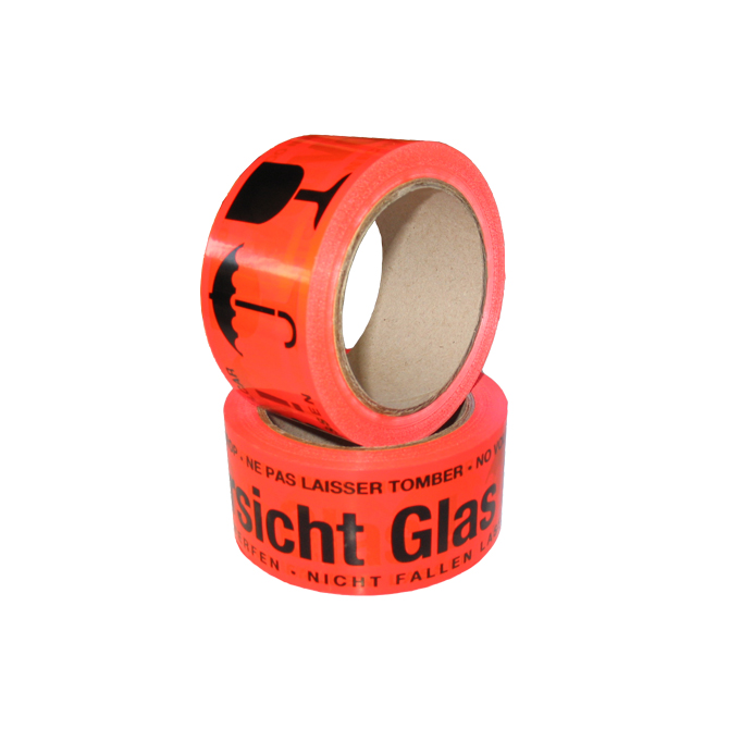Ruban adhésif PVC 50mm 66 course mètres rouge -Vorsicht Glas-