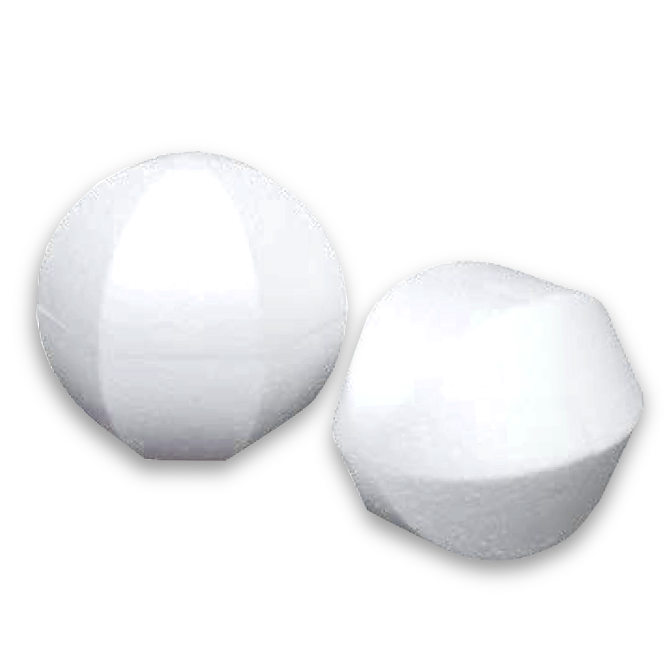 Boule de polystyrène hexagonale 80mm 23g/l blanc Boule de polystyrène hexagonale 80mm 23g/l blanc